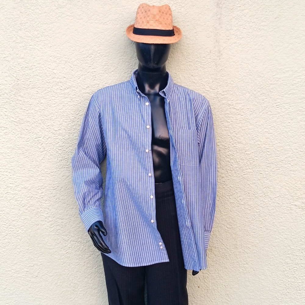 Dockers Blue and White Casual Button Down Shirts